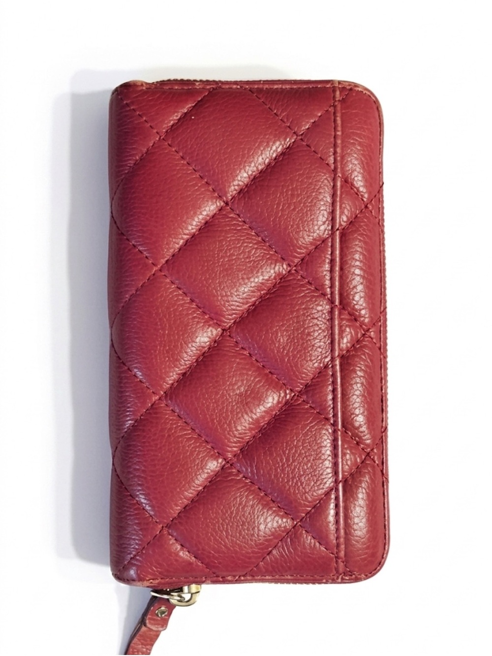 Kate Spade Gold Coast Lacey Quilted Red Leather Zip Around Wallet EUC - Picture 3 of 5
